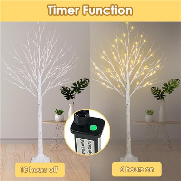 New 2-Pack 4FT Lighted Birch Tree (Higher Size & Floor Standing),Birch Christmas - Picture 5 of 7